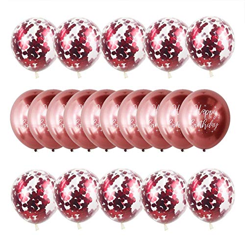 YUANCHENG Corazón Estrella Globo de Confeti múltiple Globos de látex de Perlas de Metal Brillante Feliz cumpleaños Globo de Cromo metálico Decoraciones de Boda, 20 Piezas de Globo T