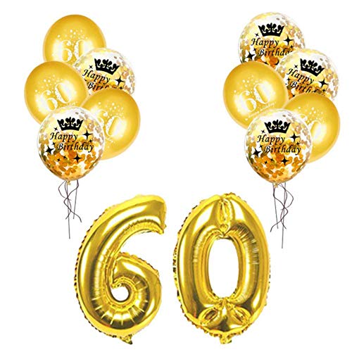 YUANCHENG Globo Inflable de cumpleaños 30 40 50 60 70 80 Globos de Helio de Confeti de Feliz cumpleaños Decoración de Fiesta de Boda, 60set