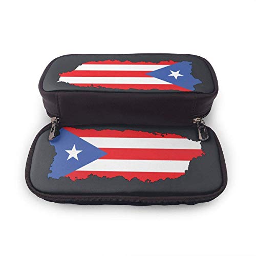 Yuanmeiju HR Puerto Rico Flag Leather Estuche Durable Students Stationery for School & Office