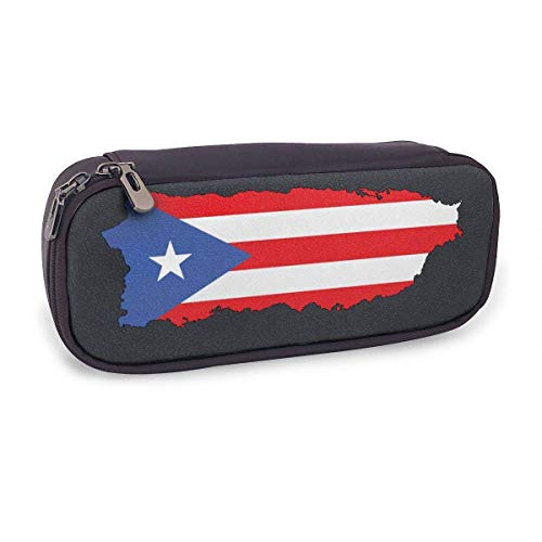 Yuanmeiju HR Puerto Rico Flag Leather Estuche Durable Students Stationery for School & Office