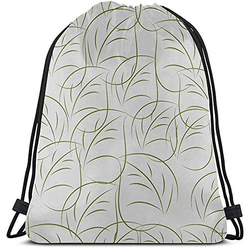 Yuanmeiju Saco de Gimnasia con cordón,Bolsa de cordón para Dibujar,Leaves Seamless White Green Vector Sport Gym Bag For Men Bag Sport Women String Pull Bags Men For Gym,Outdoor,Travel