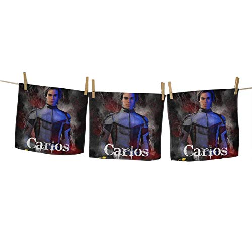 Yuanmeiju Toalla Cuadrada Descendants 3 Carlos Reusable Super Soft Absorbent Multipurpose Towel 13 Inch X13 Inch Black