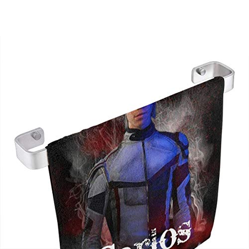 Yuanmeiju Toalla Cuadrada Descendants 3 Carlos Reusable Super Soft Absorbent Multipurpose Towel 13 Inch X13 Inch Black