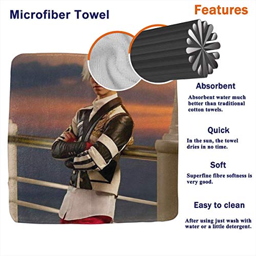 Yuanmeiju Toalla Cuadrada Descendants 3 Carlos Reusable Super Soft Absorbent Multipurpose Towel 13 Inch X13 Inch Black