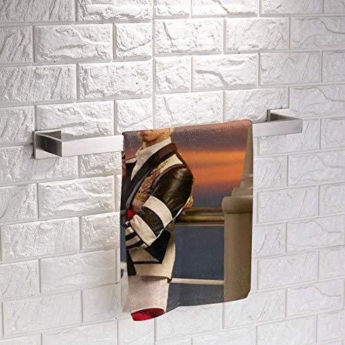 Yuanmeiju Toalla Cuadrada Descendants 3 Carlos Reusable Super Soft Absorbent Multipurpose Towel 13 Inch X13 Inch Black