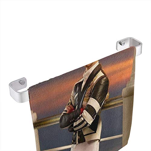 Yuanmeiju Toalla Cuadrada Descendants 3 Carlos Reusable Super Soft Absorbent Multipurpose Towel 13 Inch X13 Inch Black