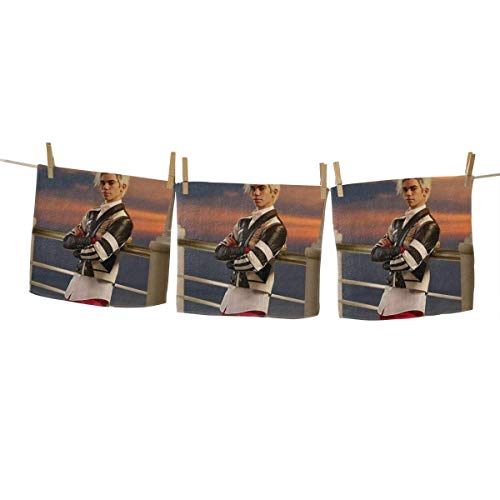 Yuanmeiju Toalla Cuadrada Descendants 3 Carlos Reusable Super Soft Absorbent Multipurpose Towel 13 Inch X13 Inch Black