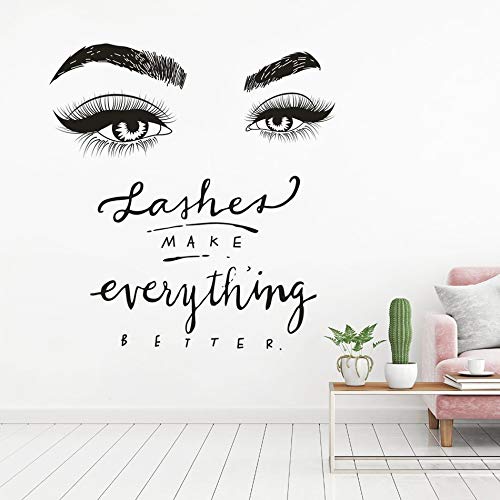 YuanMinglu Salón de Belleza Decorativo Pared Arte Pegatina pestañas postizas ceja Hace Todo Mejor Cita Vinilo Ventana Cartel de Pared 68.4 cm x 72 cm