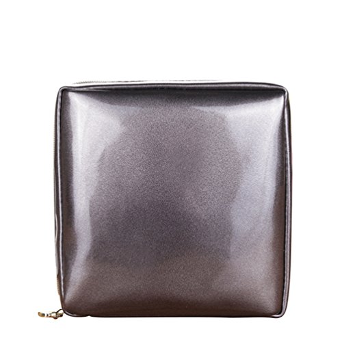 Yuanu Color Sólido Cuadrada Forma Neceser, Conveniente Durable Bolso De Maquillaje Para Almacenamiento Cosméticos, Teléfonos Móviles, Llaves, Monedas, Etc Plomo Color 12.5 * 4 * 12.5 cm