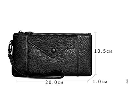 YuJian12 Monedero del Bolso Femenino Retro sobre del patrón Suave del Bolso del Lichi Cremallera Bolsa de la Moneda (Color : Black)