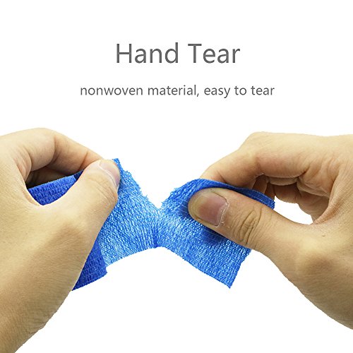 YuMai Vendaje adhesivo Primeros Auxilios Cinta Adhesiva, 5 cm × 4,5 m Pack de 12 aprobado por la FDA - Azul