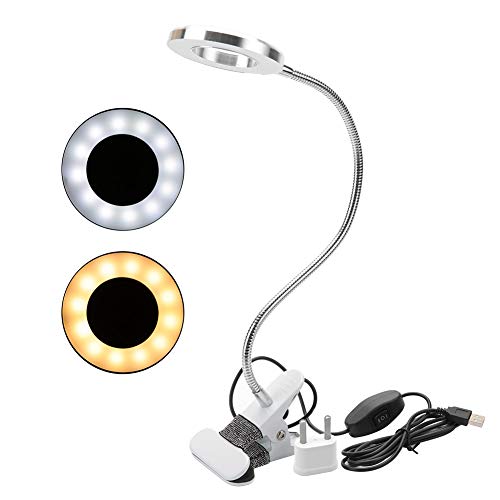 yuyte Lámpara de Belleza de Tatuaje, lámpara de Luces led de Maquillaje de círculo portátil USB para ceja Labio Tatuaje con Clip