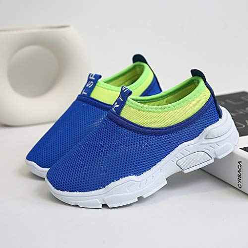 YWLINK NiñOs NiñAs Zapatos, Malla Colores Mezclados Zapatillas Casual Zapatos Al Aire Libre MontañIsmo Corriendo Moda Casual Antideslizante Transpirable Fiesta Regalo(Azul,34EU)