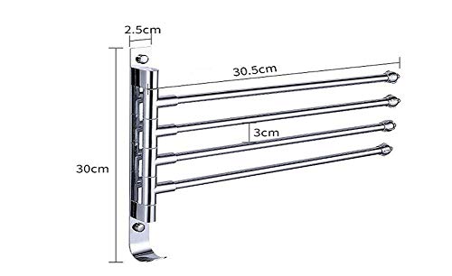 YWYW Toallero, Toallero Giratorio Perforado Gratis, Toallero móvil de Acero Inoxidable para baño, Colgante de Cocina de Cuatro Barras para baño, Toallero de Pared