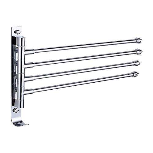 YWYW Toallero, Toallero Giratorio Perforado Gratis, Toallero móvil de Acero Inoxidable para baño, Colgante de Cocina de Cuatro Barras para baño, Toallero de Pared