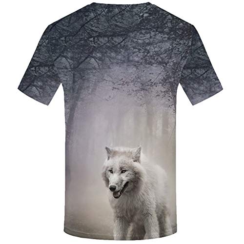 Zaima Unisex 3D Animal Print Lobo Camiseta Verano Casual Manga Corta Camisetas Hombre PulóVer Cuello Redondo Tops