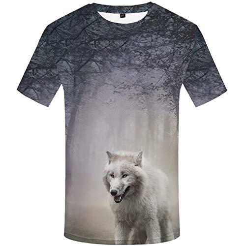 Zaima Unisex 3D Animal Print Lobo Camiseta Verano Casual Manga Corta Camisetas Hombre PulóVer Cuello Redondo Tops