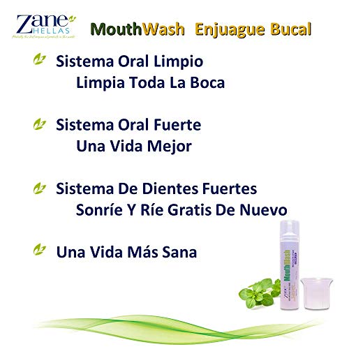 Zane Hellas MouthWash. Enjuague bucal con aceite de orégano.Ideal para la gingivitis, la placa, la boca seca y el mal aliento.Libre de alcohol y flúor.100% Herbal.Compre 3 +1 libre
