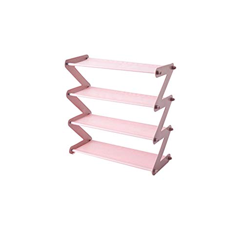 Zapatero plegable Yzki de 4 niveles, sin ondas, para ahorrar espacio, organizador de zapatos, a prueba de humedad, práctico zapatero para el hogar, rosa claro, Tamaño libre