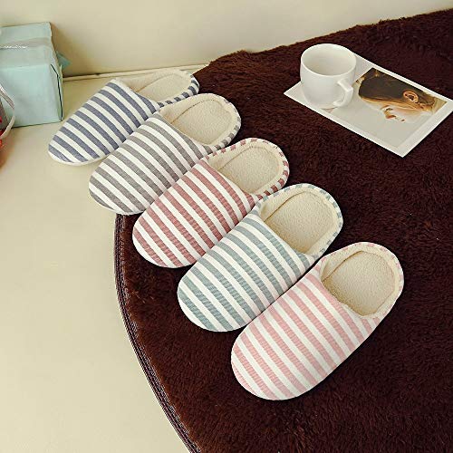 Zapatillas De Casa De Mujer Antideslizante CáLido Zapatos Invierno Hombre Pantuflas Cómodas Suave Slippers Mujeres Hombres Parejas Rebaño de Rayas Calzado Zapatillas de casa Zapatillas de Interior