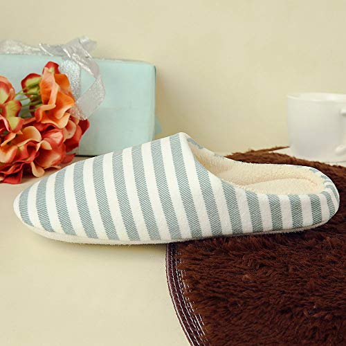Zapatillas De Casa De Mujer Antideslizante CáLido Zapatos Invierno Hombre Pantuflas Cómodas Suave Slippers Mujeres Hombres Parejas Rebaño de Rayas Calzado Zapatillas de casa Zapatillas de Interior