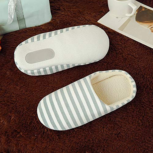 Zapatillas De Casa De Mujer Antideslizante CáLido Zapatos Invierno Hombre Pantuflas Cómodas Suave Slippers Mujeres Hombres Parejas Rebaño de Rayas Calzado Zapatillas de casa Zapatillas de Interior