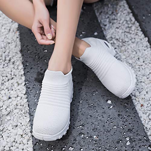 Zapatillas Deportivas de Mujer Gimnasio Zapatos Running Deportivos Fitness Correr Casual Ligero Comodos Respirable, Blancos, 38 EU