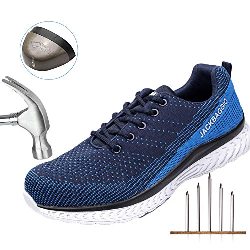 Zapatos de Seguridad para Hombre con S3 Puntera de Acero Zapatillas de Seguridad Trabajo Calzado Transpirable Ligeras S3 Calzado de Trabajo Comodas,Blue,EU43