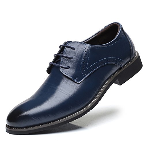 Zapatos Oxford Hombre, Brogue Cuero Boda Negocios Calzado Vestir Cordones Derby Negro Marron Azul Rojo Amarillo 37-48EU BL41