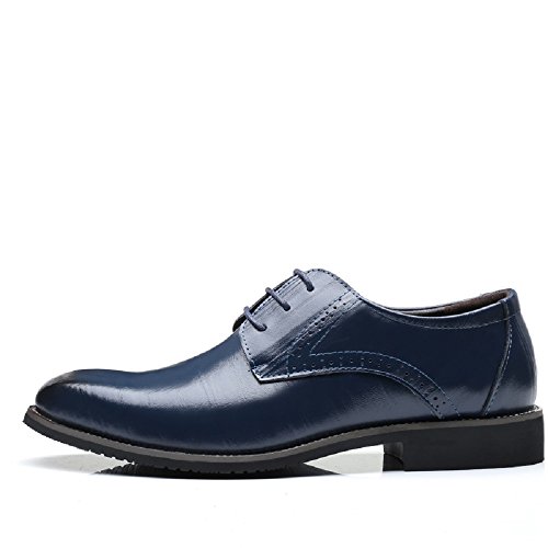 Zapatos Oxford Hombre, Brogue Cuero Boda Negocios Calzado Vestir Cordones Derby Negro Marron Azul Rojo Amarillo 37-48EU BL41