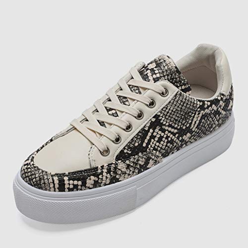 Zapatos Planos para Mujer Zapatos con Cordones Ocasionales Zapatillas de Deporte con Punta Redonda de otoño y Primavera