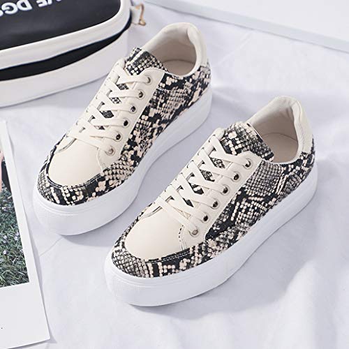 Zapatos Planos para Mujer Zapatos con Cordones Ocasionales Zapatillas de Deporte con Punta Redonda de otoño y Primavera