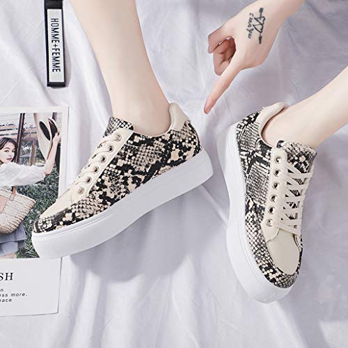 Zapatos Planos para Mujer Zapatos con Cordones Ocasionales Zapatillas de Deporte con Punta Redonda de otoño y Primavera