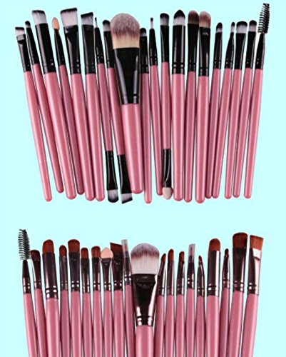 ZCSMg 20 unidades de brochas de maquillaje para base de maquillaje en polvo suave, sombra de ojos, delineador de ojos, delineador de labios, brochas de maquillaje para mujeres