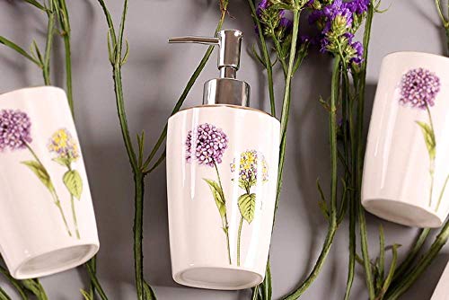 ZCXBHD Juego De Baño De Estilo Europeo Simple para El Hogar Juego De 5 Piezas De Diente De León De Cerámica Dispensador De Jabón/Portacepillos De Dientes/Vaso/Jabonera