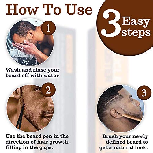 Zenyoumei Beard Filler Pen, Men's Fill & Define Your Beard, Eyebrow Pencil, Fast Grow Mustaches, 2 in 1 Brush, Temporary Brush on Colour, Anti-fouling,Sweat-Proof. (Light Brown 2pcs)