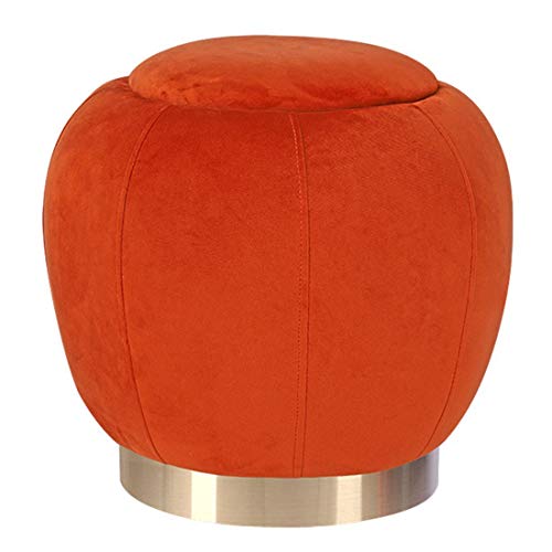 ZFHNY Nordic Creative Velvet Otomana Taburete para pies Taburete de Maquillaje Taburete Redondo Sofá Taburete Taburete bajo Reposapiés Tejido Diseño Moderno - Rojo