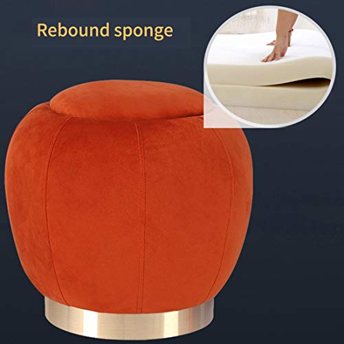 ZFHNY Nordic Creative Velvet Otomana Taburete para pies Taburete de Maquillaje Taburete Redondo Sofá Taburete Taburete bajo Reposapiés Tejido Diseño Moderno - Rojo
