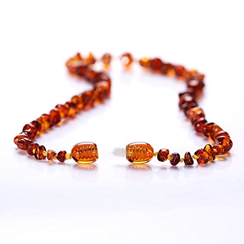 ZHAOXIA Collar de ámbar (Cognac) - Collar de Ambar ámbar báltico - Longitud 33 cm