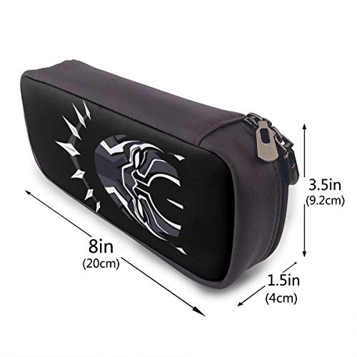 ZhaXiPingCuo Bl-a_ck Pa_nt-her Estuche - High Capacity PU Leather Pencil Pouch with Double Zipper Stationery Organizer Multifunction Cosmetic Makeup Bag