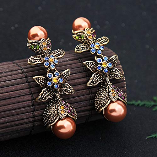 ZhcmyPendientes Moda Hipoalergénica Estilo Europeo Y Americano Flores Temperamento De Diamantes Pendientes Al Por Mayor Personalidad De Las Señoras Retro