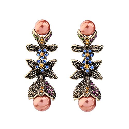 ZhcmyPendientes Moda Hipoalergénica Estilo Europeo Y Americano Flores Temperamento De Diamantes Pendientes Al Por Mayor Personalidad De Las Señoras Retro