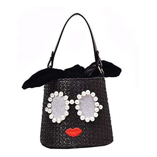 ZHENAO Em Tejido Cesta de la Compra Bolsas de la Compra Compras Reunirse Moda Bolso Bolsas de Hombro Cesta de Regalo con un Lazo Decorativo Navidad Cesta de Vientre Cesta de Transpo