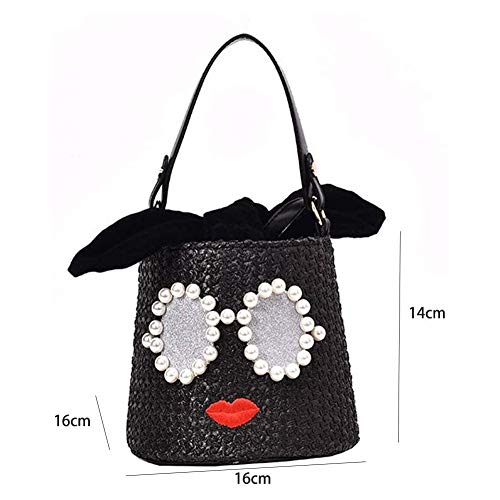 ZHENAO Em Tejido Cesta de la Compra Bolsas de la Compra Compras Reunirse Moda Bolso Bolsas de Hombro Cesta de Regalo con un Lazo Decorativo Navidad Cesta de Vientre Cesta de Transpo