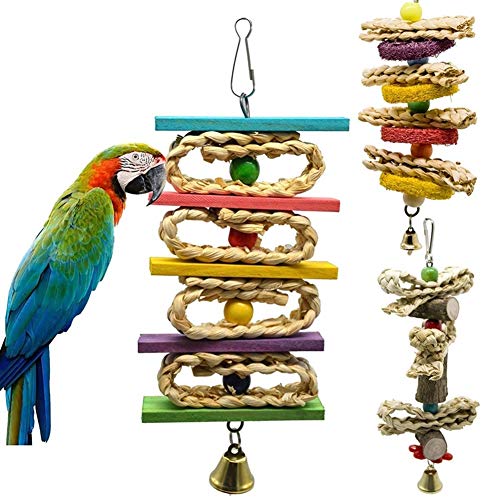 ZHHO 4 Estilos Pájaro del Juguete Colgante De Madera De Juguete del Loro Sano Pájaro Que Picotea Juguete For Mascotas Pet Bird Producto (Color : A)