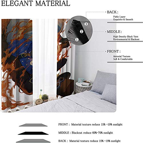 ZhiHdecor - Cortinas con ojales de una pieza, 132 x 152 cm, diseño de anime sabo de anime para niños, para sala de estar y dormitorio