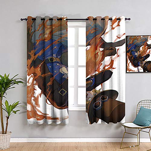 ZhiHdecor - Cortinas con ojales de una pieza, 132 x 152 cm, diseño de anime sabo de anime para niños, para sala de estar y dormitorio