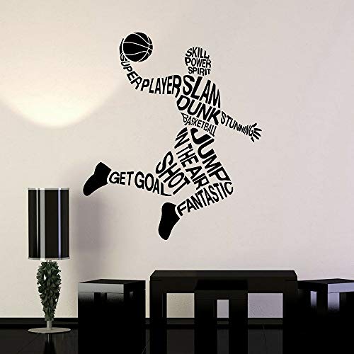 zhuziji Pegatinas de Pared de Cocina extraíbles Palabras Deportes S Jugador de Baloncesto Vinilo para el hogar Impermeable Autoadhesivo Peluquería, Salón de Belleza Mural de pared85x99cm