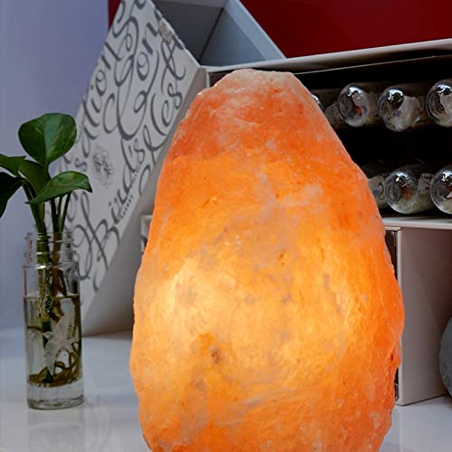 ZIYIUI Himalaya Lámpara de Sal con Regulador de Intensidad Cristal natural Lámpara de sal (3-4kg) con base de madera Enchufe estándar de Europa