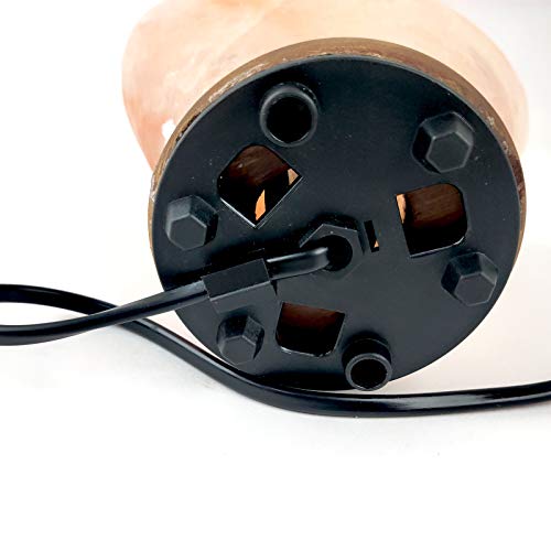 ZIYIUI Himalaya Lámpara de Sal con Regulador de Intensidad Cristal natural Lámpara de sal (3-4kg) con base de madera Enchufe estándar de Europa